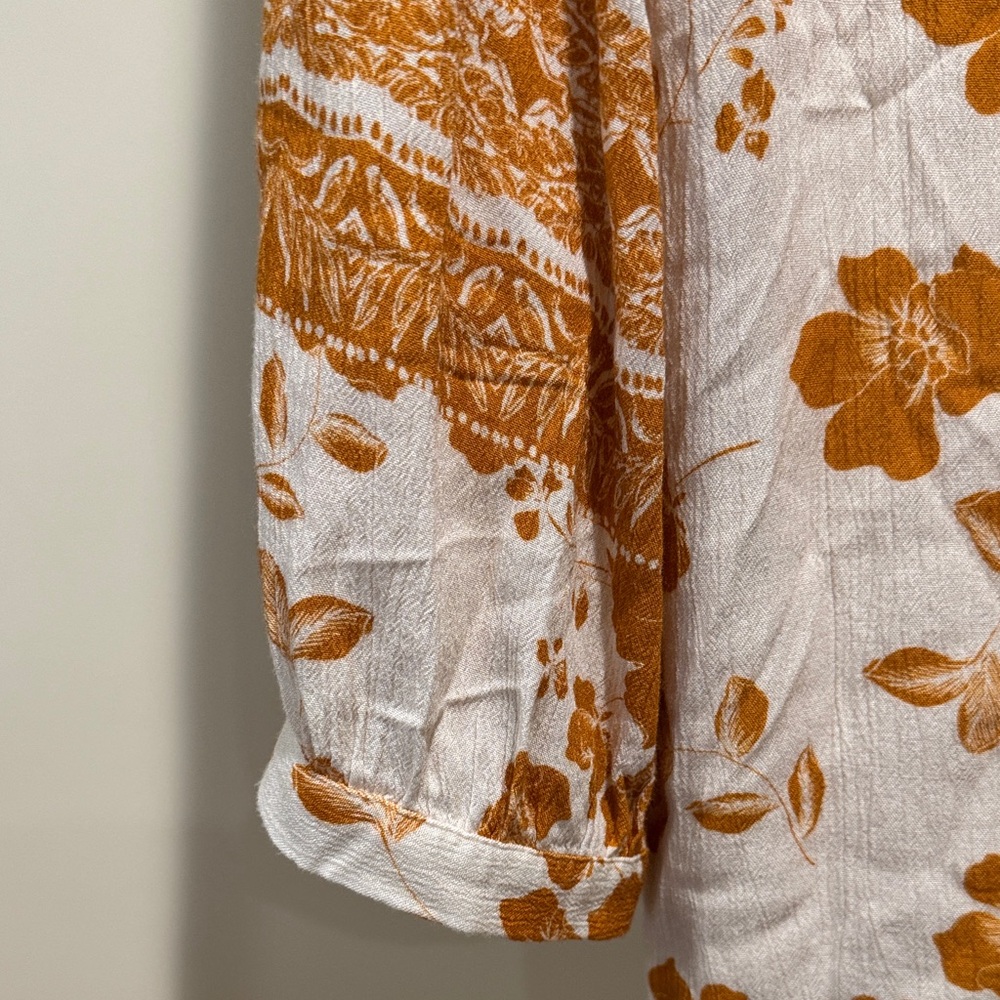 Garnet Hill Orange Floral Blouse - Picture 4 of 5